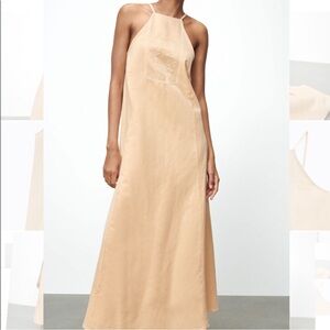 Zara Embroidered Linen Blend Maxi Dress